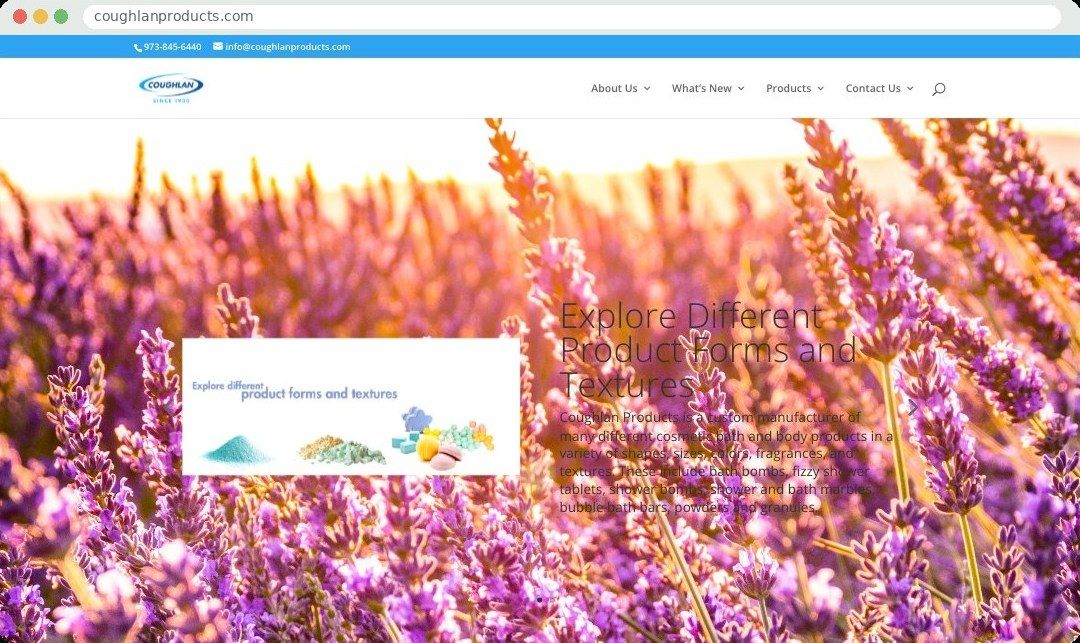 Coughlan Products homepage before the redesign